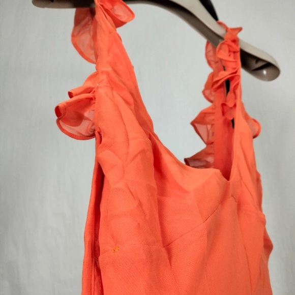 HOUSE OF CB 'Pixie' Flame Orange Ruffle Maxi Dress /Size XS-US 2-4 - Picture 8 of 8